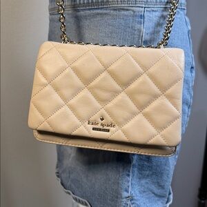 Kate Spade Quilted‎ Leather Crossbody Bag Pink Gold Chain Shoulder Bag